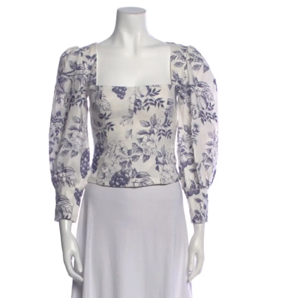 REFORMATION Linen Floral Stilton Puff Sleeve Top Carla XS Size 0 Worn Once